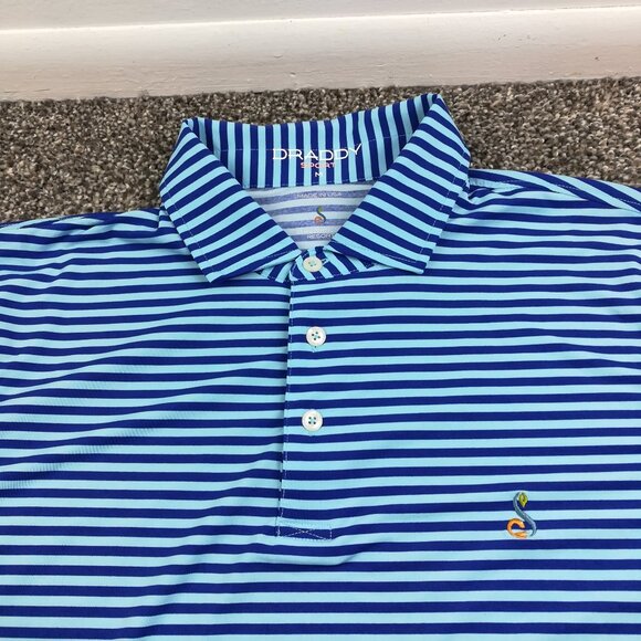B Draddy Streamsong Polo Shirt Performance Striped Blue Mens Medium - Picture 1 of 10